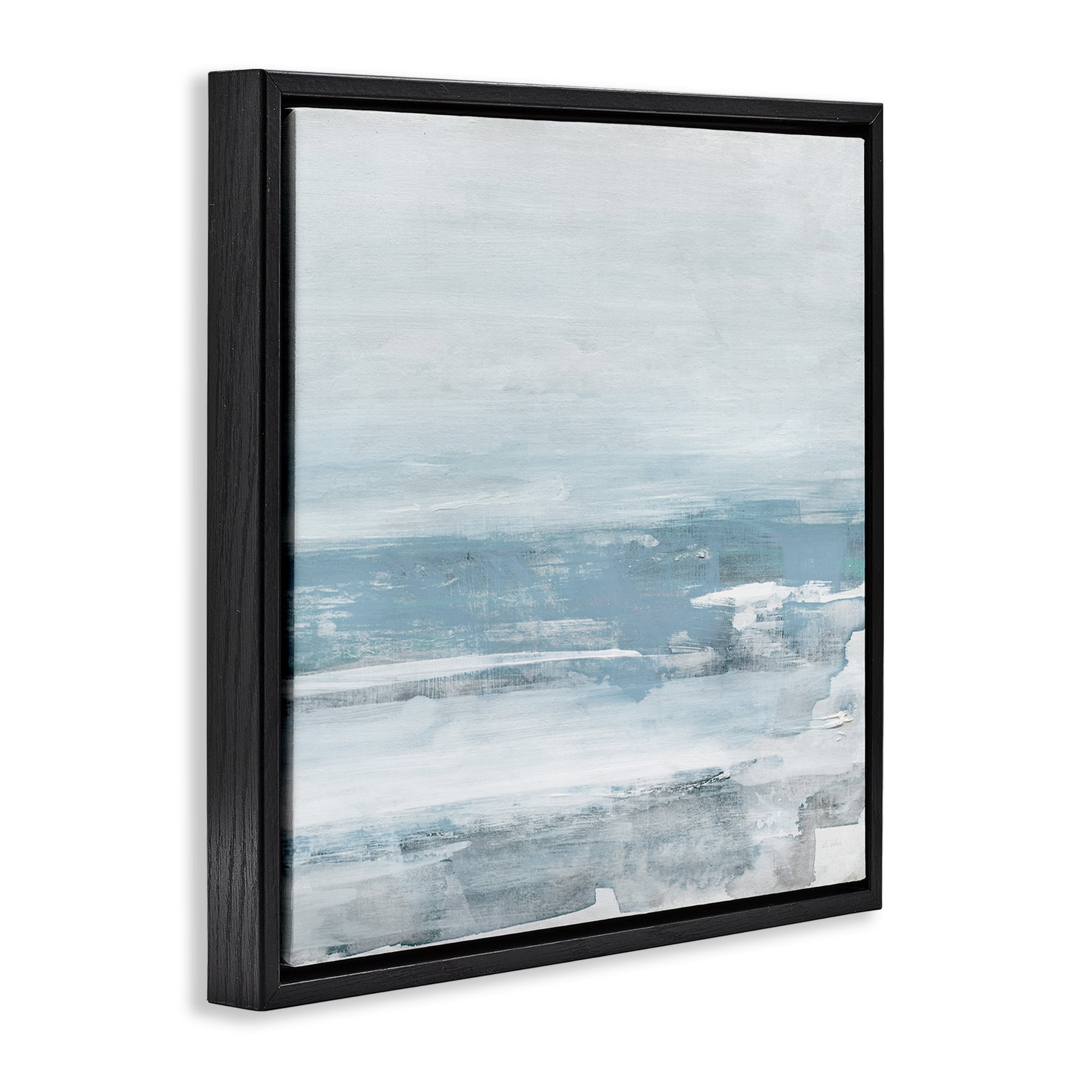 Stupell Industries Foggy Ocean Abstraction Abstract Painting Black Floater Framed Canvas Art Print Wall Art, 25 x 25
