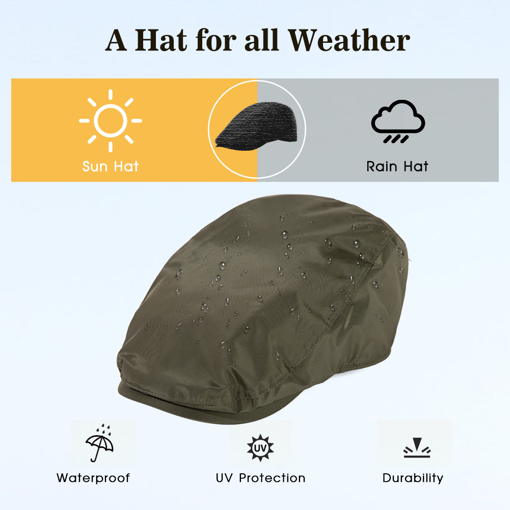 TOP-EX XL/3XL Mens Waterproof Flat Cap Winter Duckbill Newsboy Driving Hat Green 3XL