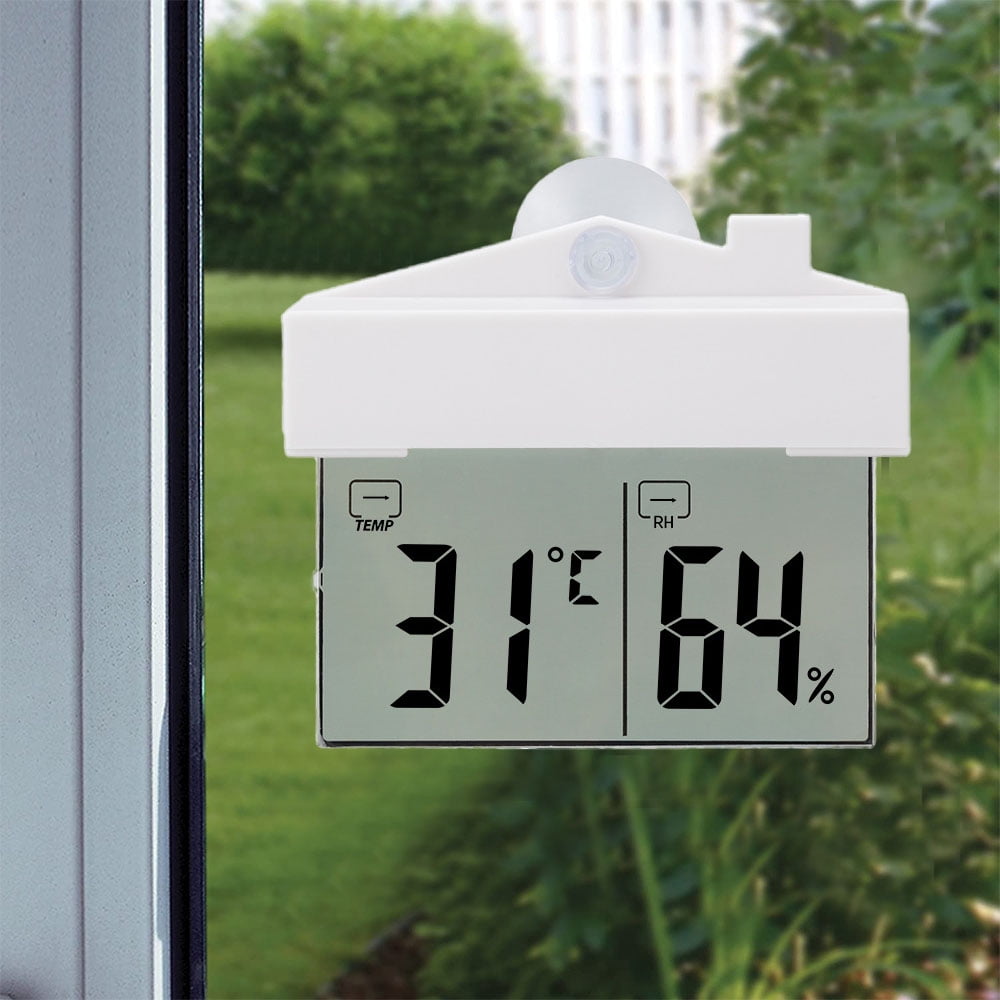 Digital Outdoor Window Thermometer Detachable Bracket & Records MIN/MAX Temp With Suction Cup