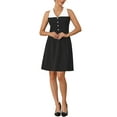 thumbnail image 2 of INSPIRE CHIC Women's Vintage Collared Dress Sleeveless Button Decor Evening Cocktail A-Line Mini Dresses S Black, 2 of 5