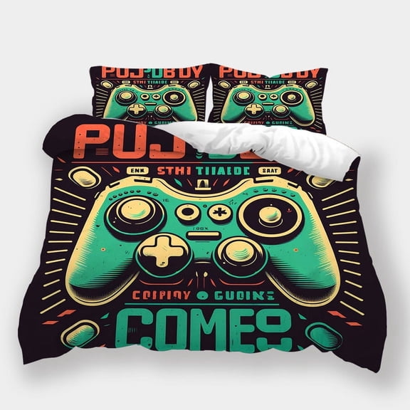 2/3pcs Duvet Cover Set Game Handle Printed Bedspreads Children Cartoon Beddding Set,Twin (68"x86")