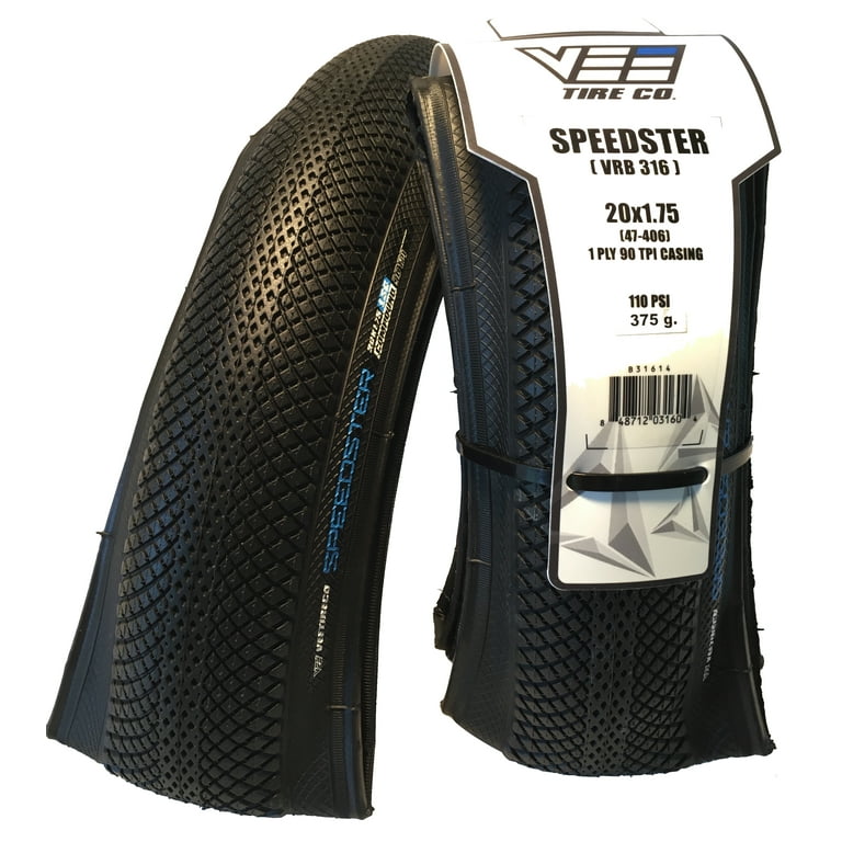 2 Vee Rubber BMX Speedster 20x1.75 Folding Bead Black Sidewall Bike Tires 47 406