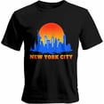 thumbnail image 1 of Camisetas informales de manga corta con silueta de la ciudad de Nueva York para hombre, camisetas gráficas, 1 of 8