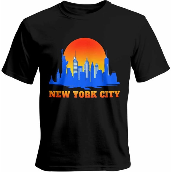 Camisetas informales de manga corta con silueta de la ciudad de Nueva York para hombre, camisetas gráficas