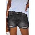 thumbnail image 1 of Short en Jean Effiloché Taille Haute Noir pour Femmes, 1 of 5