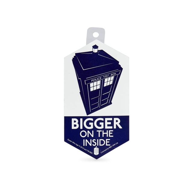 Pegatina Seven20 de Doctor Who TARDIS más grande en el interior, 10 cm