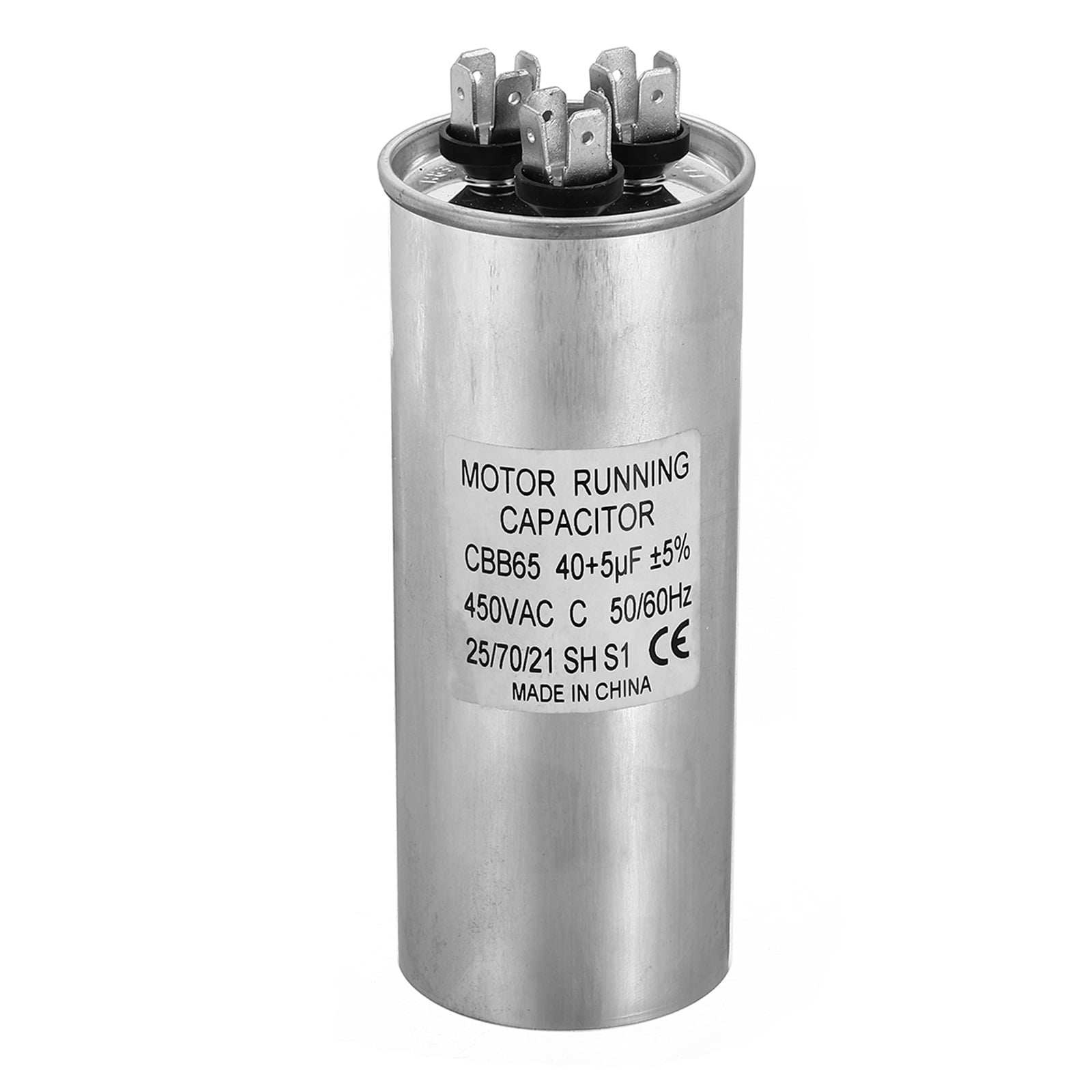 CBB65 40+5uf Run Capacitor, 40+5mfd AC 450V Aluminum Case with 3