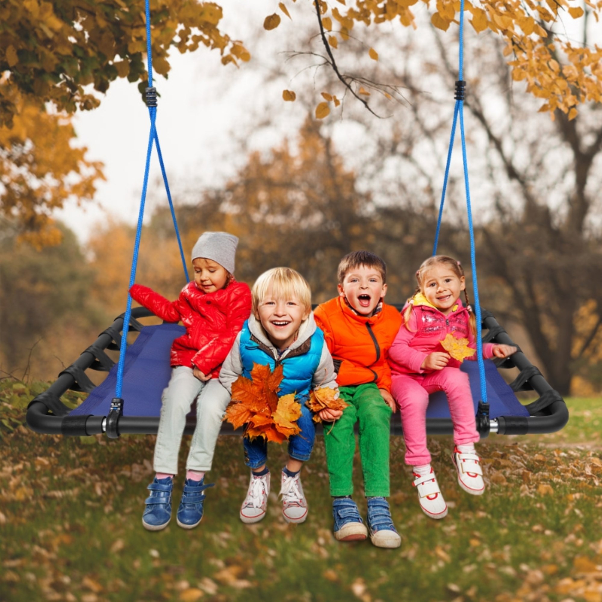 Manfiter Rectangular tree platform swings for kids outdoor backyard