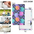 thumbnail image 3 of Dreamtimes Hand Towels Purple Pineapple Stripe Patterned 2 PCS, Cotton Bath Towel for Drying Face Hands Body Decorative Water Absorbent Lightweight Towels for Bathroom Ktichen Travel Gym,16"x28", 3 of 7