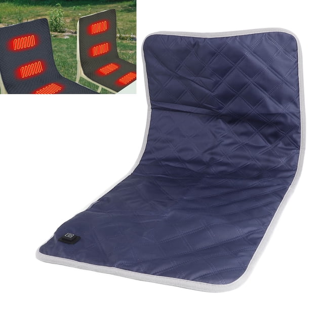 Portable Heated Cushion, with Back Support, Camping Heating Pad for Winter, USB Graphene Heated Pad, 17.72x35.43in, Lightweight Heated Stadium Cover, for Work Office Bench