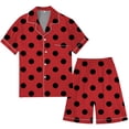 thumbnail image 2 of Men's Gradient Multicolored Printed Silk Satin Short Sleeve Button Up Pajama Wear Set for Comfortable Sleep and Relaxation at Home, 2 of 4