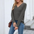 thumbnail image 6 of FAIWAD Womens Tops Casual V Neck Long Sleeve Solid Color Tshirts Fall Winter Lightweight Basic Loose Blouses, 6 of 9