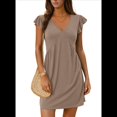 thumbnail image 1 of Vestido Tipo Chaleco Holgado con Mangas de y Escote en V Profundo para Mujer, Color Caqui, Talla S, 1 of 6