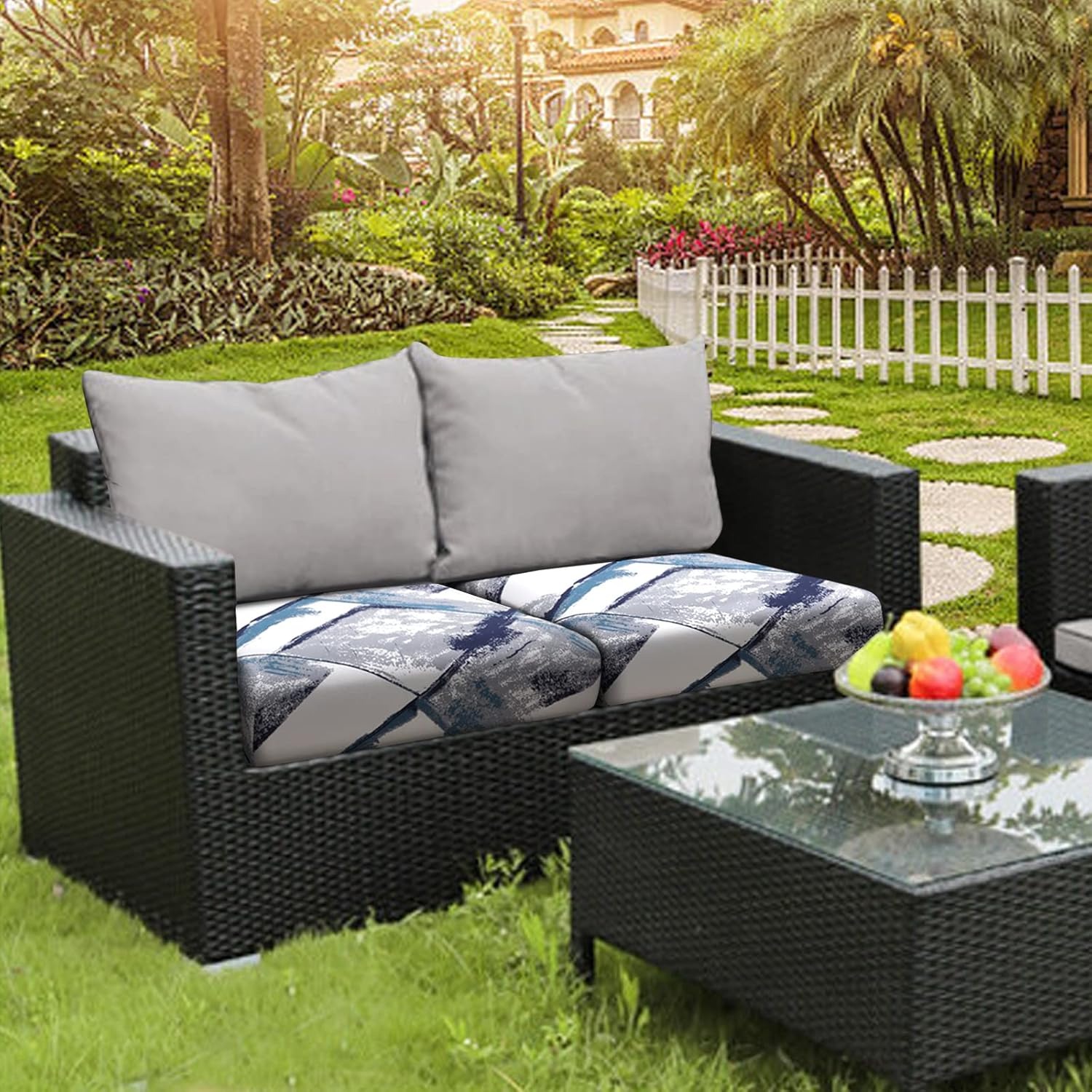 Sofa Cushion Covers, Stretch Printed Seat Cushion Cover Couch Seat Slipcovers Washable Furniture Protector for Armchair Loveseat Sofa