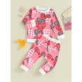 thumbnail image 3 of Bagilaanoe 2Pcs Newborn Baby Girl Valentine's Day Clothes Heart Print Long Sleeve Sweatshirt Tops + Sweatpants 3M 6M 12M 18M 24M Infant Pants Set, 3 of 9