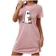 thumbnail image 1 of Camisón corto de talla grande para mujer, camisón de manga corta con estampado de pecho a la moda, camisón para mujer, 1 of 2