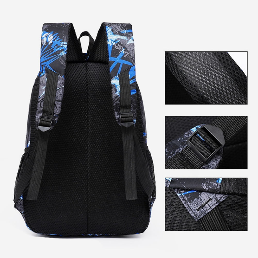 Tyethy School Backpack Printed Kids School Bag Set with Lunch Box Pencil Bag for Boys, Blue