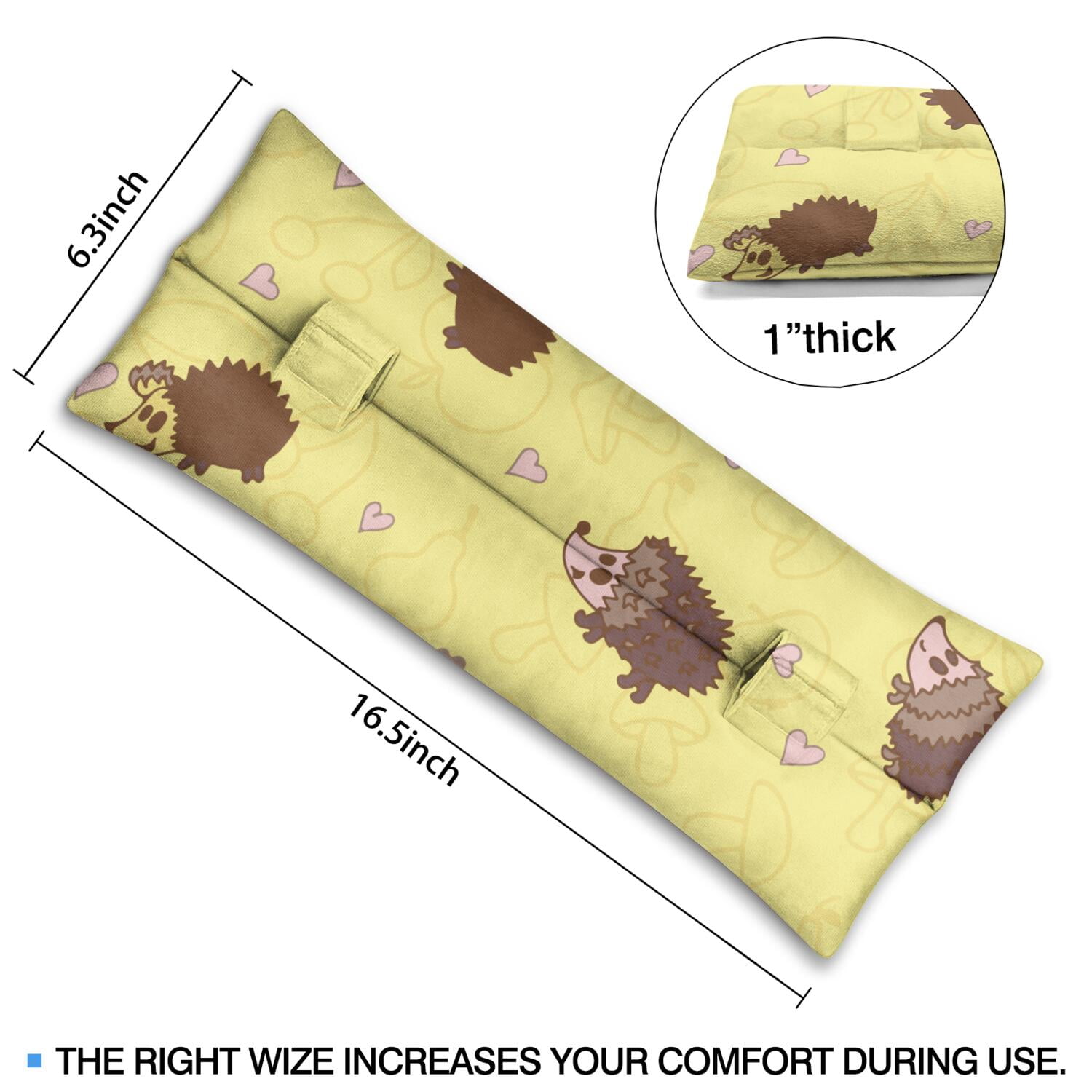 Adorable Hedgehog Print Seatbelt Pressure Relief Pad - Plush Car Pillow for Post Mastectomy & Chest Surgery, Floral Aesthetic