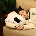 thumbnail image 2 of Almohada de peluche de vaca, adorable juguete de peluche de animal de peluche, almohada suave para abrazar a la vaca para niños y niñas (entrecerrar los ojos, 13.7 pulgadas) oso de fresa Electrónica, 2 of 6