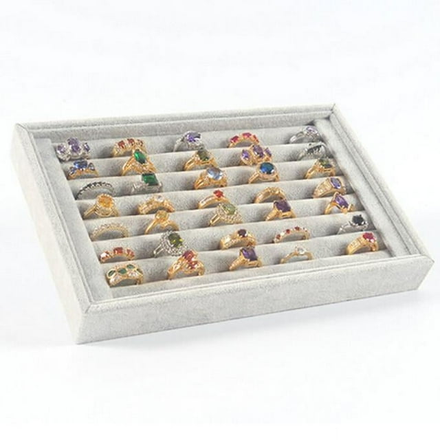 Jewelry Rings Display Tray Velvet About 50 Slot Case Box Jewelry Storage Box