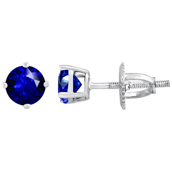 925 Sterling Silver Womens Royal Blue Cubic Zirconia 5mm Round Classic Studs Earrings Stud Earring for Women