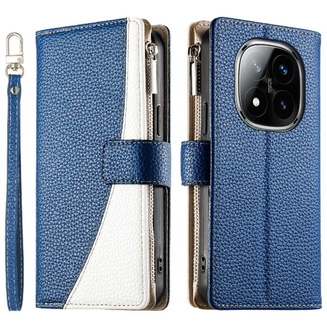 Funda cartera GANGXUN para Xiaomi Redmi Note 14 Pro 4G , cuero PU con tarjetero, cremallera, correa de mano, soporte y protección 1288°