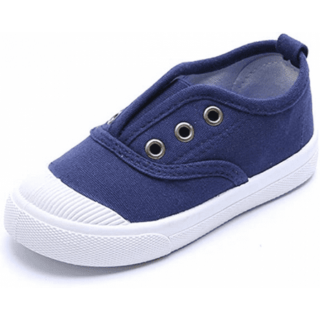 

Wish Boy s and Girl s Canvas Light Weight Slip-On Sneakers Running Shoe ---- Blue （Size 22） S1617