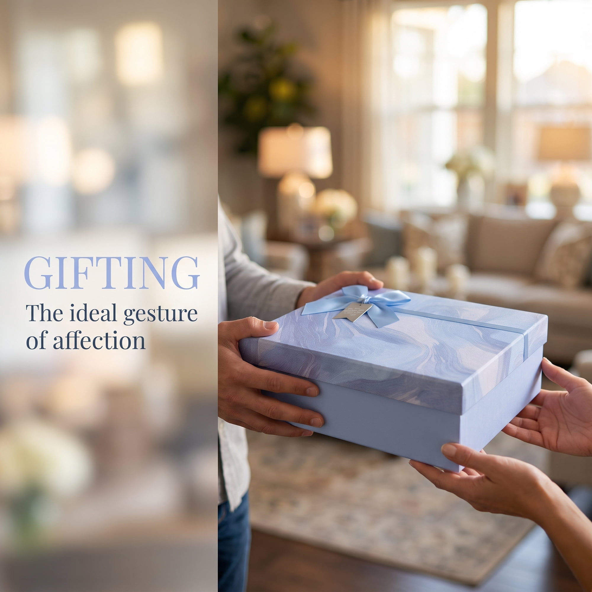 Unique Bargains Luxurious Premium Gift Box with Ribbon Bow Blue 7.9" x 7.1" x 3.1"