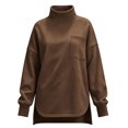 thumbnail image 4 of Women's Turtleneck Oversized Sweatshirt, Long Sleeve Fall Winter Casual Sweatshirt with Chest Pocket and Side Slit, Women's ,Size S-2XL, 4 of 4