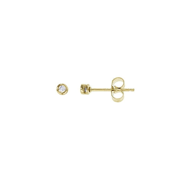 Decadence Sterling Silver Yellow 2mm Round Cubic Zirconia Bezel Stud Earring
