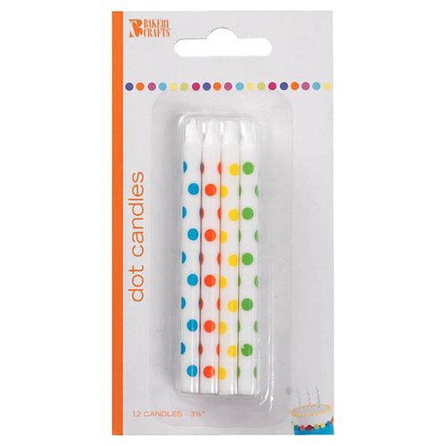 Bakery Crafts Dot Candles, 3.5", 12 ct
