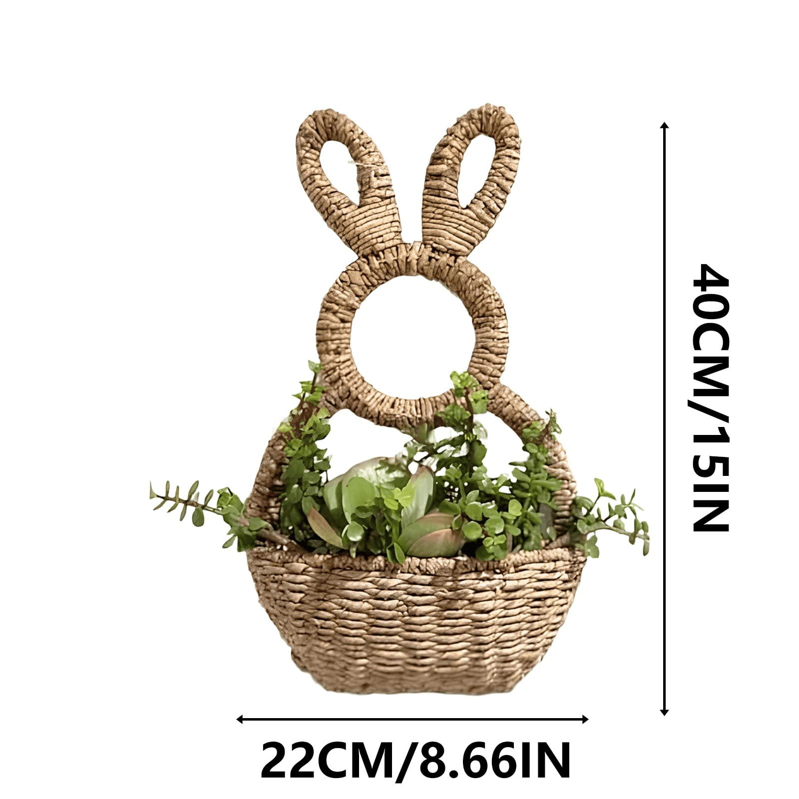 Wmkox8yii Wicker Easter Bunny Basket Hanging Wall Pocket Spring Decor, Hand Woven Easter Bunny Basket Front Door Basket Hanging, Perfect for Adding for Front Door Decorations Indoor or Outdoor