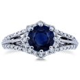 thumbnail image 4 of HeartsAndYou 4ct Round Cut Natural Blue Sapphire & Moissanite Halo Ring 14k SOLID White Gold, 4 of 9