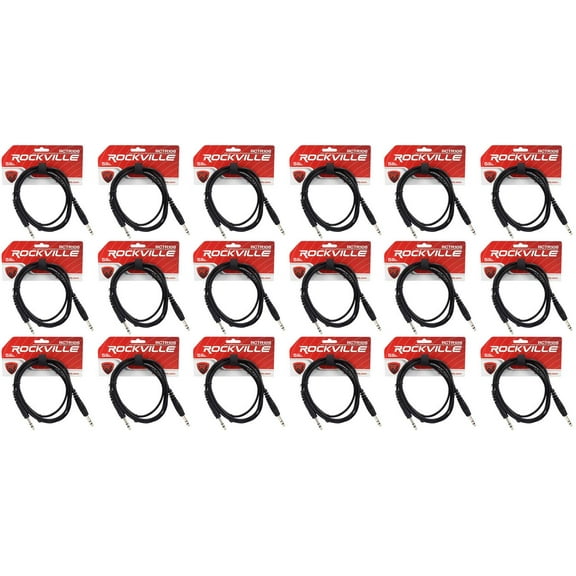 18 Rockville RCTR106B Black 6' 1/4'' TRS to 1/4'' TRS  Cable 100% Copper