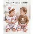 thumbnail image 3 of KIMI BEAR Newborn Baby Girl Layette Set 3-6 Months Shower Gift Sets 4 Packs Romper Pants Sets Long Sleeves Short Sleeves Bodysuit with Hat Headband Gloves 10pcs Clothing Brown, 3 of 7