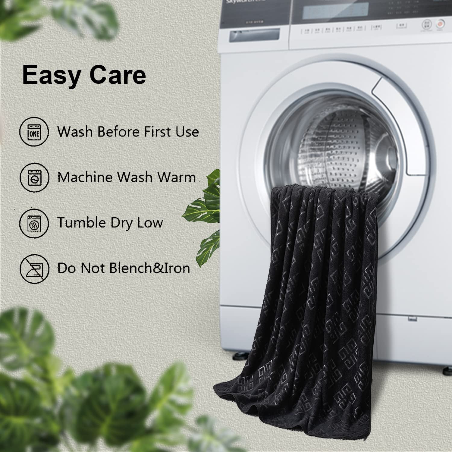 Jessy Home 4 Pack Bath Towels Black Oversized Bath Sheet 35"x70"-600 GSM Soft Extra Large Bath Towel Set