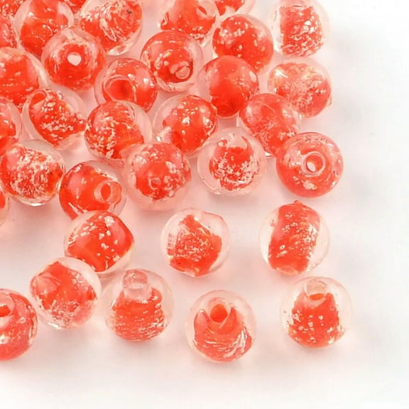 U8MO 10 Glow In The Dark Glass Beads 8mm Lampwork Red Orange Jewelry Making Supplies