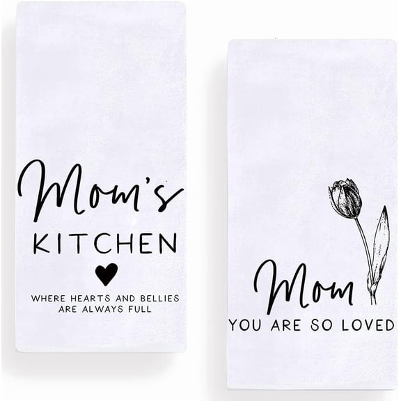 Mom Kitchen Dish Towel 18 x 26 Inch, Gift for Mom Tea Towels Dish Cloth for Cooking Baking Set of 2