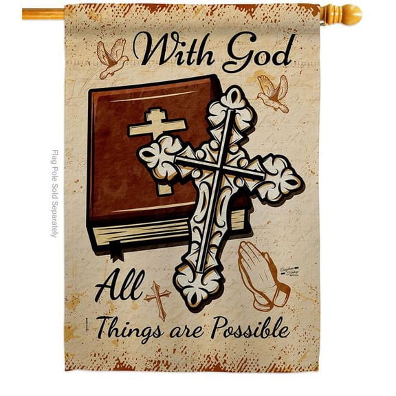 Angeleno Heritage H137511-BO Things are Possible Religious Bible Verses Double-Sided Garden Decorative House Flag, Multi Color