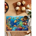 thumbnail image 2 of Ocean Fish Coral Seaweed Cartoon Style Placemats Set of 4,Wipeable Washable Table Mats for Dining Tables,Blue Underwater World Place Mats for Kitchen Event Party Tabletop Decor, 2 of 7