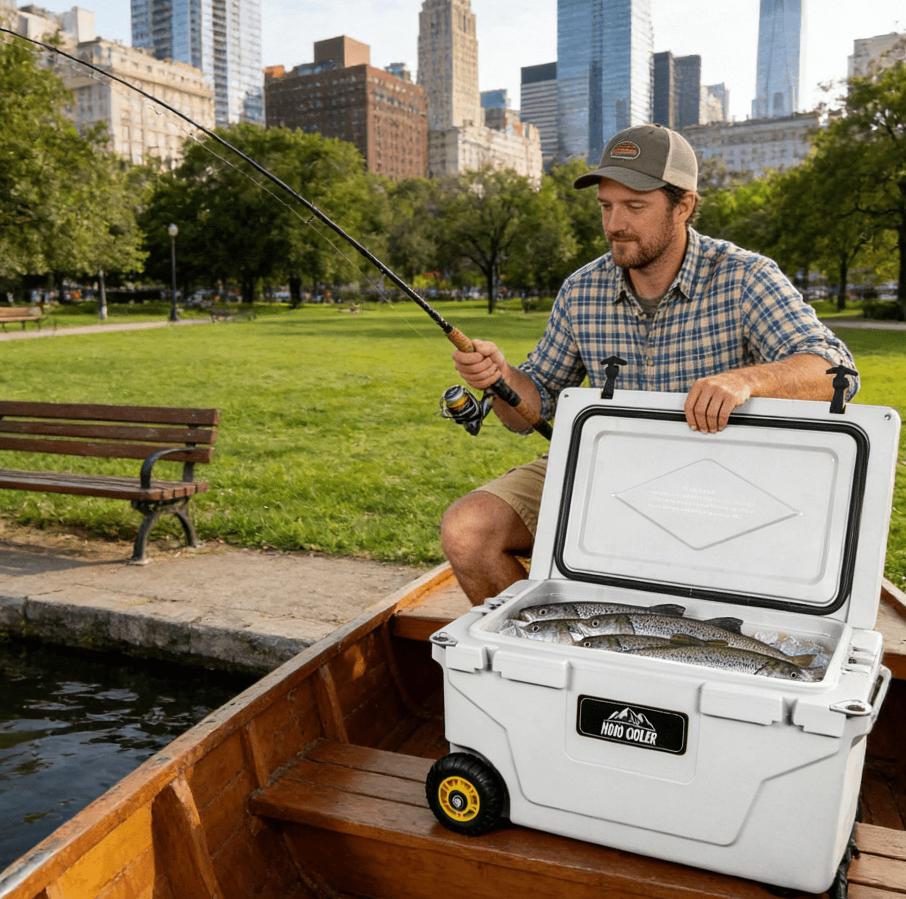 ANYKOON 110 Quart Rotomolded White Cooler, Heavy-Duty Hard Shell Ice Chest with 6-10 Day Ice Retention for Camping, Fishing & Tailgating