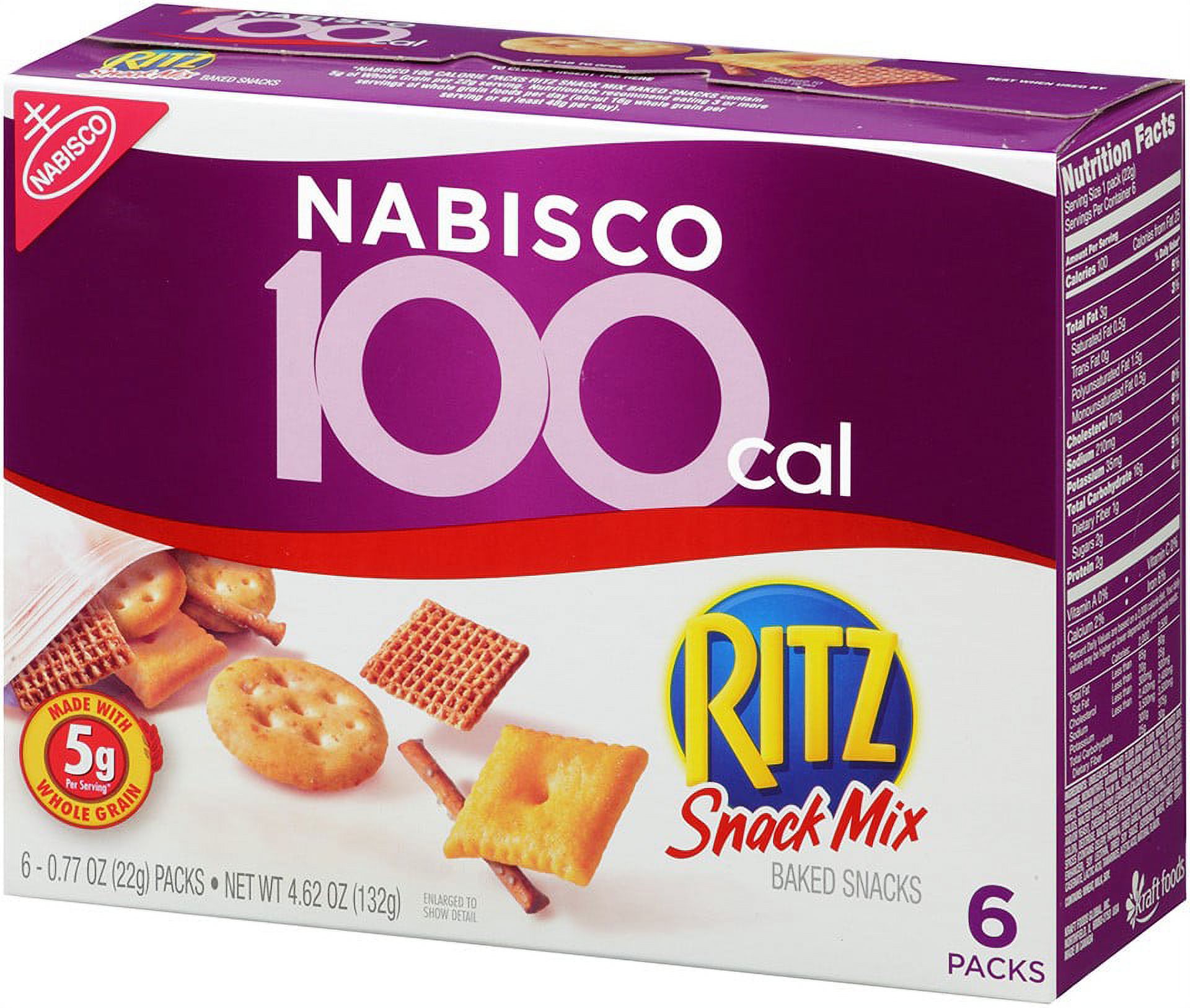 Nabisco 100 Cal Ritz Snack Mix Baked Snacks, 0.77 Oz., 6 Count - image 2 of 4