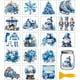 thumbnail image 1 of 18 hojas de pegatinas de invierno azules para jarrones, de 9,9 x 9,1 cm, con diseño de muñeco de nieve navideño, copos de nieve, pegatinas UV para vasos, pegatinas mágicas de cuento de hadas., 1 of 9