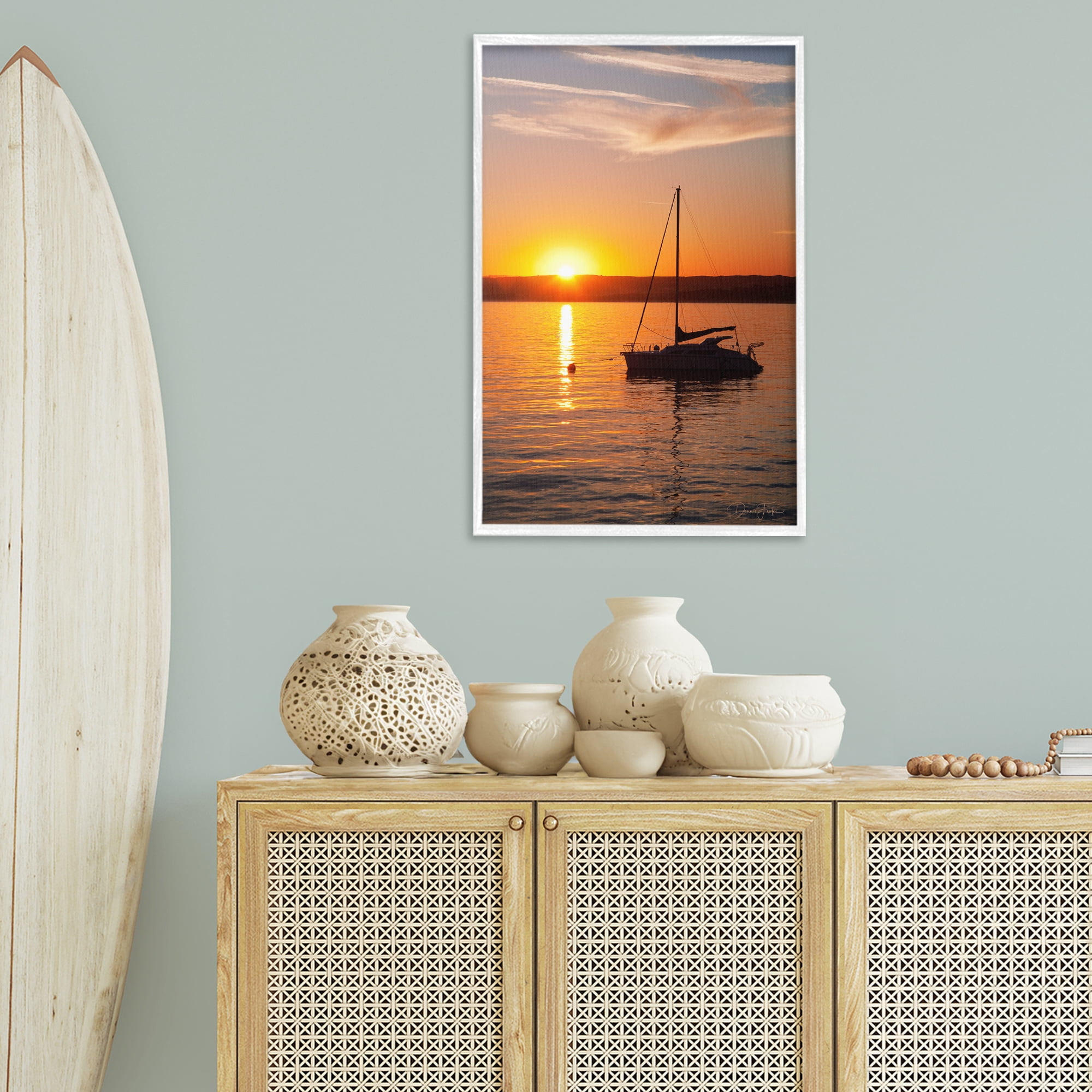 Stupell Industries Boat Ride at Sunset Landscape Photography White Framed Art Print Wall Art, 20 x 30