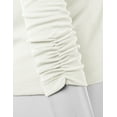 thumbnail image 2 of Doublju Women's Casual One Button Cropped Blazer with 3/4 Shirring Sleeve, 2 of 4