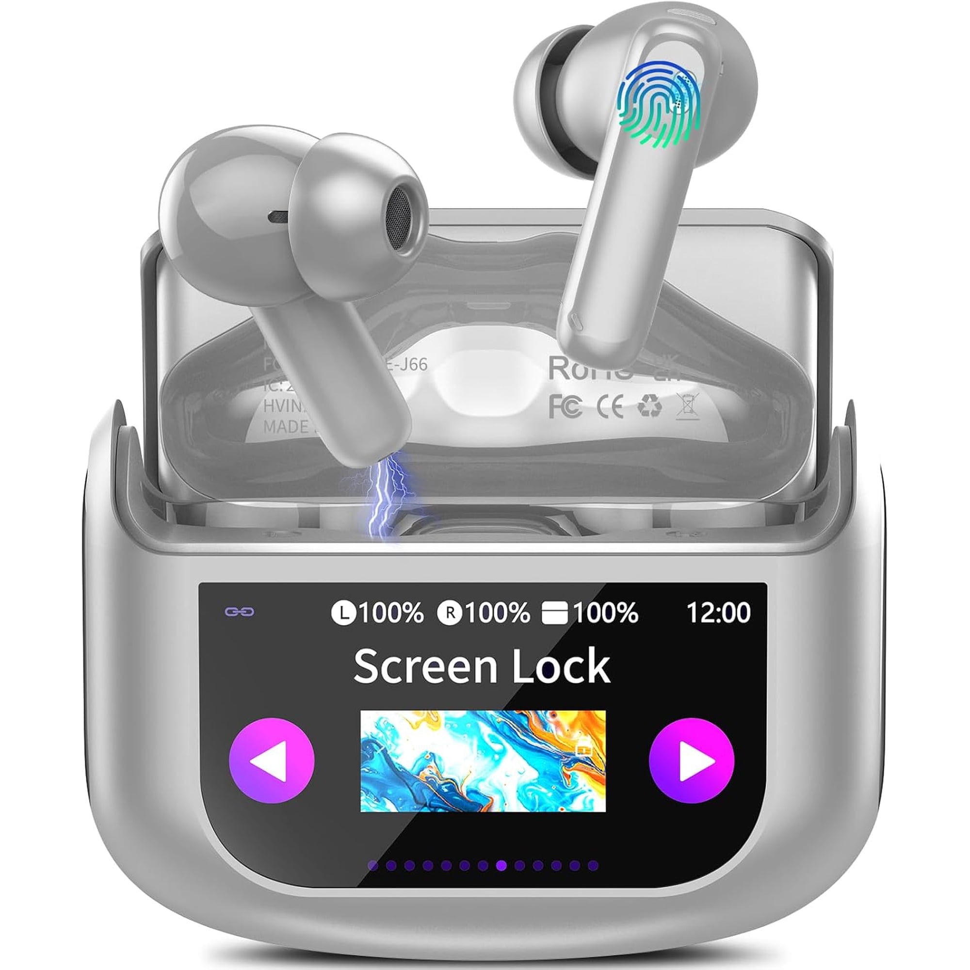 for Translation Earbuds, Real-Time Touch Screen Wireless Earbuds with ANC, IPX7 Waterproof, 164 Languages, 48H Playtime