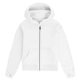 thumbnail image 4 of UDAUDU Girls Zip Up Hoodies Sweatshirt Fleece Cropped Pullovers Thumb Hole Long Sleeve Kids Pullover Sweatshirts Teen Girls Loose Fit with Kangaroo Pockets White 7-8 Years, 4 of 5