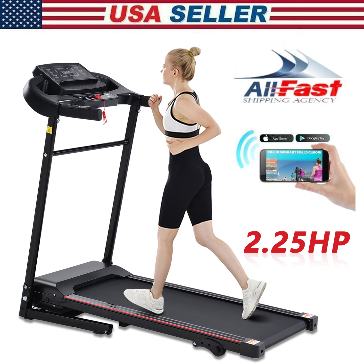 Details about   1800W Electric Treadmill Incline Heavy Duty Fold Home Jogging Running Machine US 