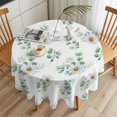 thumbnail image 3 of Summer Daisy Round Tablecloth 54 inches Watercolor Eucalyptus Leaf Flower Farmhouses Waterproof Oil-Proof Table Cloth Round Table Cover for Holiday Party Picnic Dinner Decor Indoor and Outdoor Use, 3 of 9