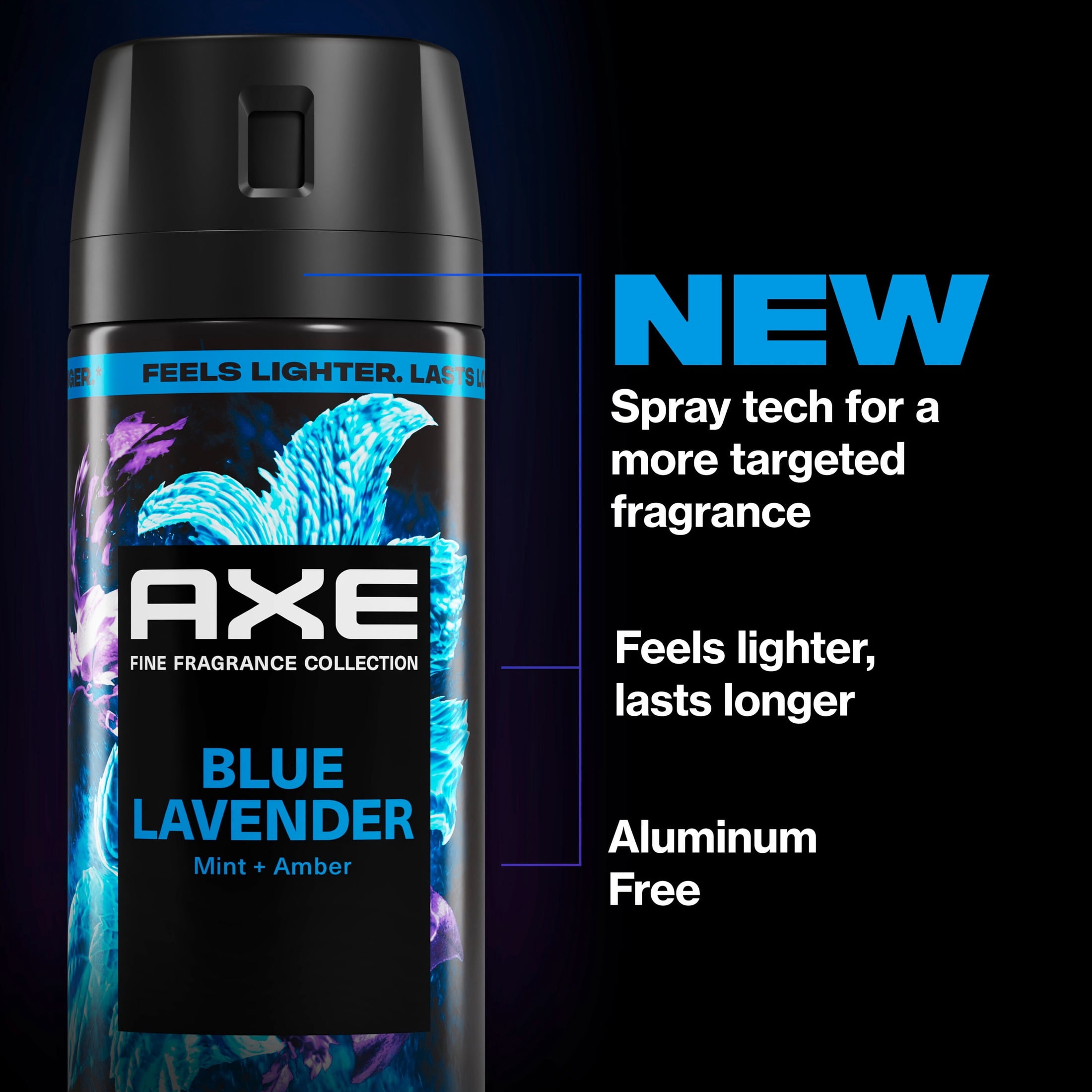 AXE Fine Fragrance Collection Body Spray 72 Hour Freshness Blue Lavender Aluminum Free, 2.9 oz